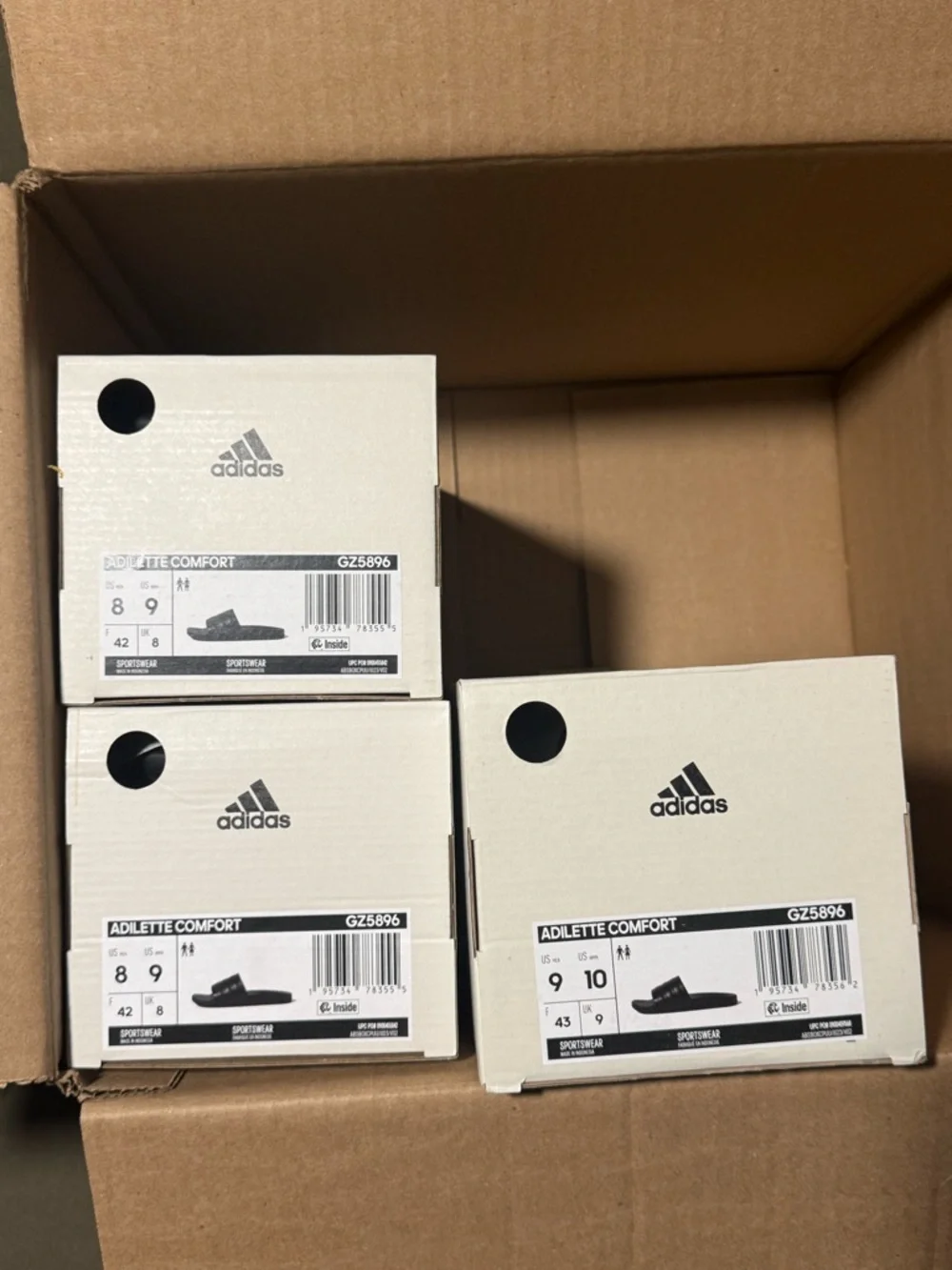 Adidas Adilette Comfort Slides Black Men’s (Multiple Sizes) NWT